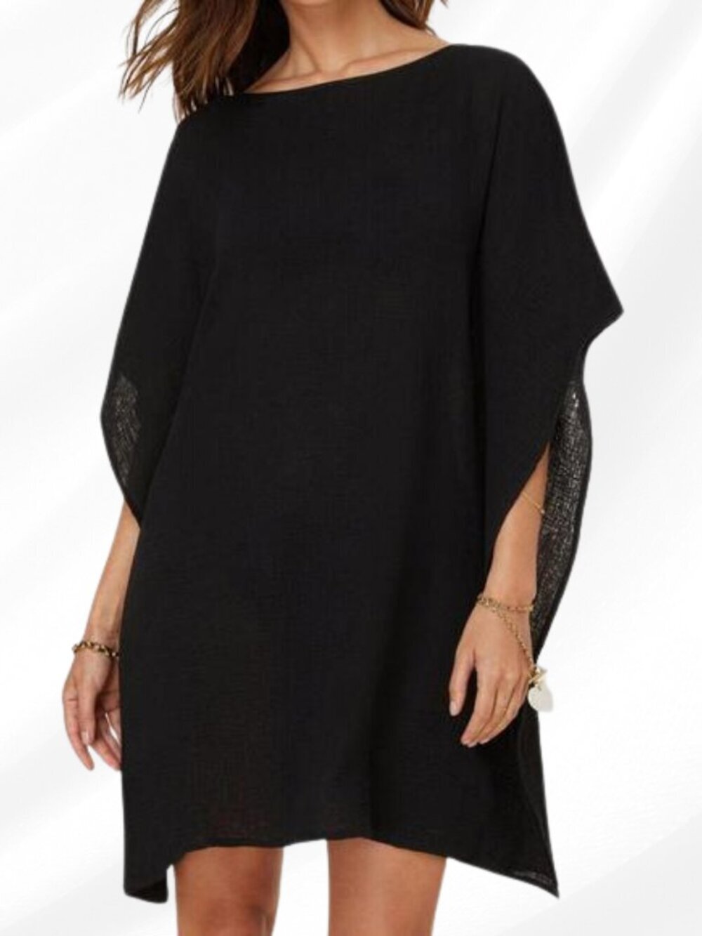Andie The Magdalena Kaftan Cotton Black Gauze Dress Size SM